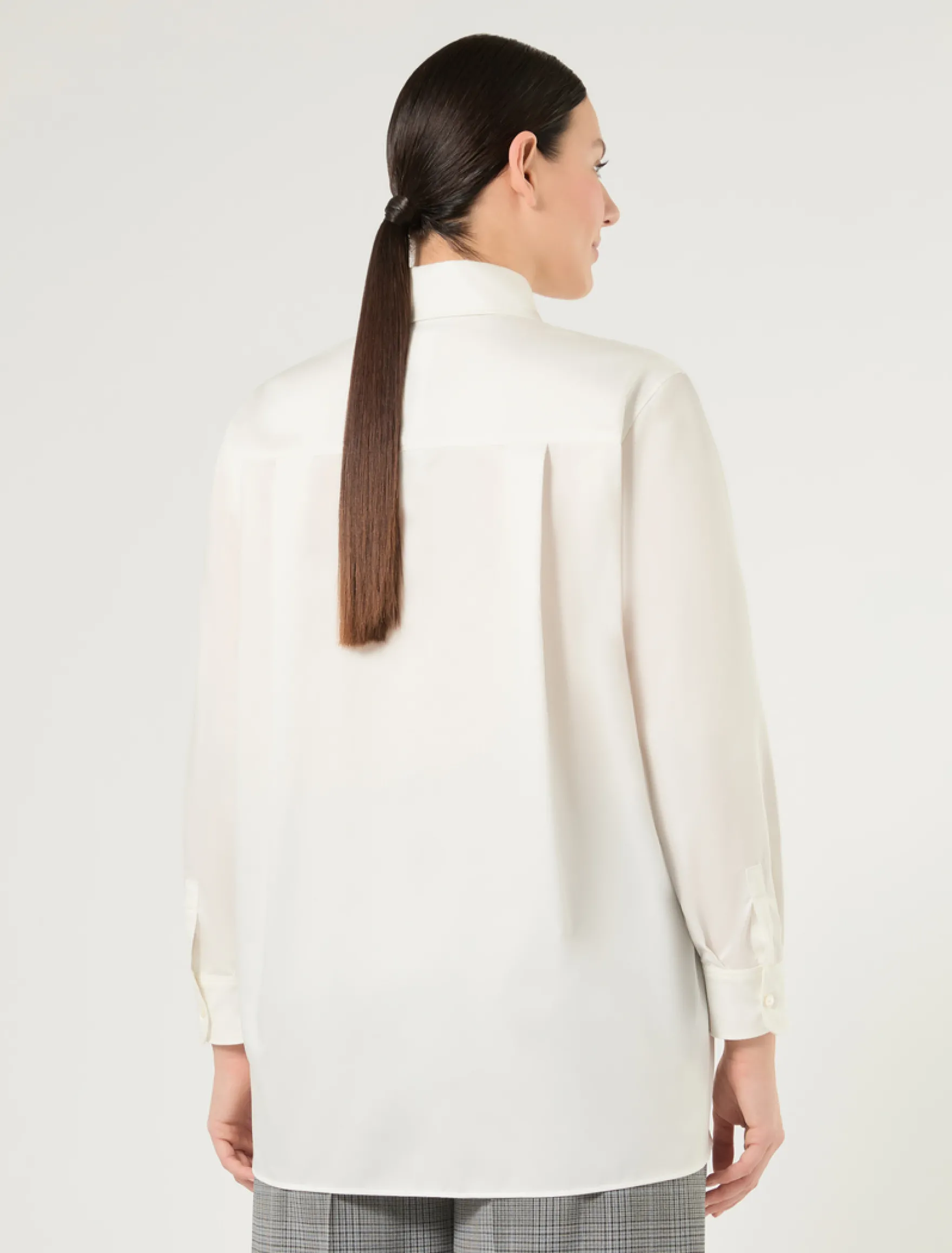 Camicia in raso di cotone - AVORIO