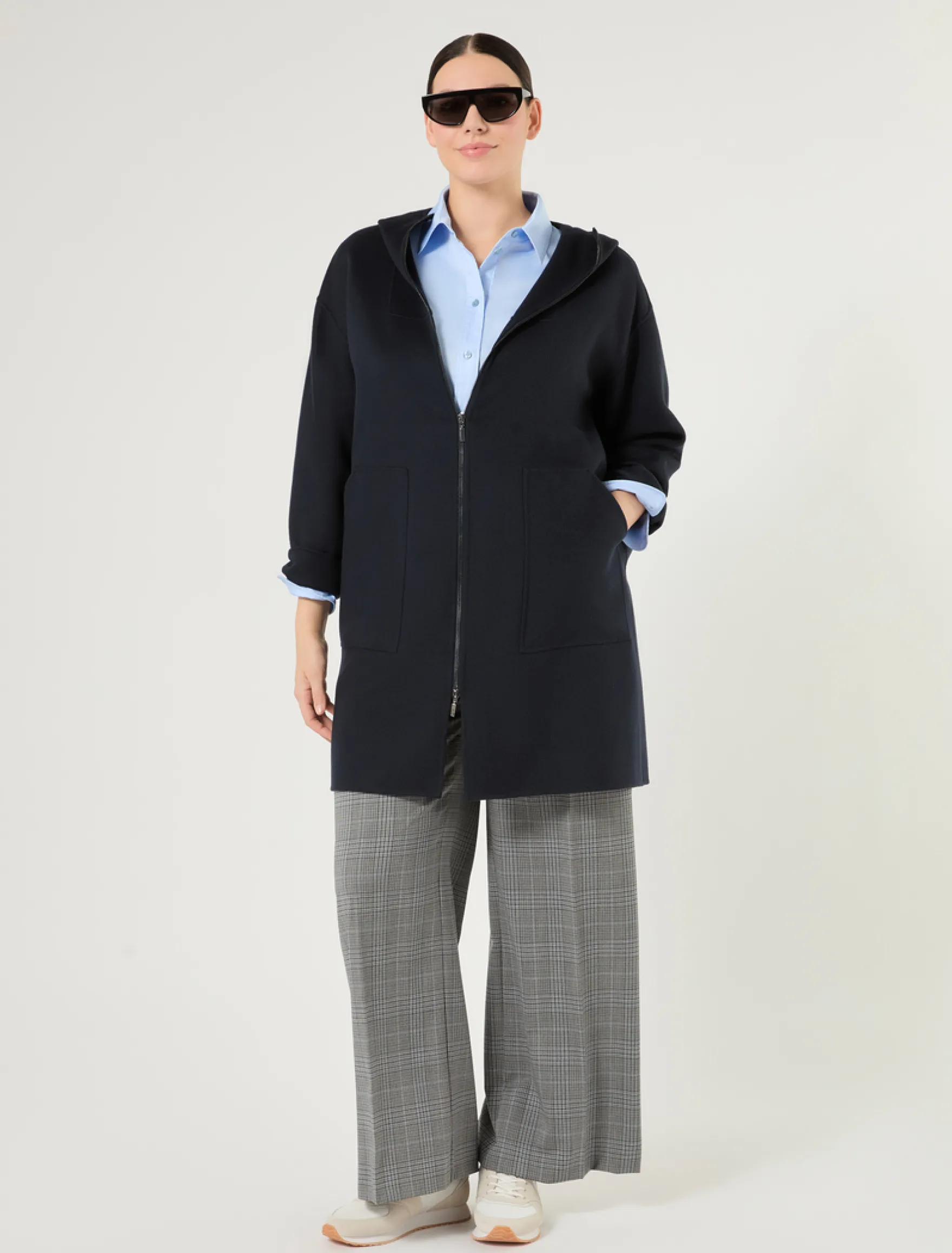 Camicia in raso di cotone - AZZURRO
