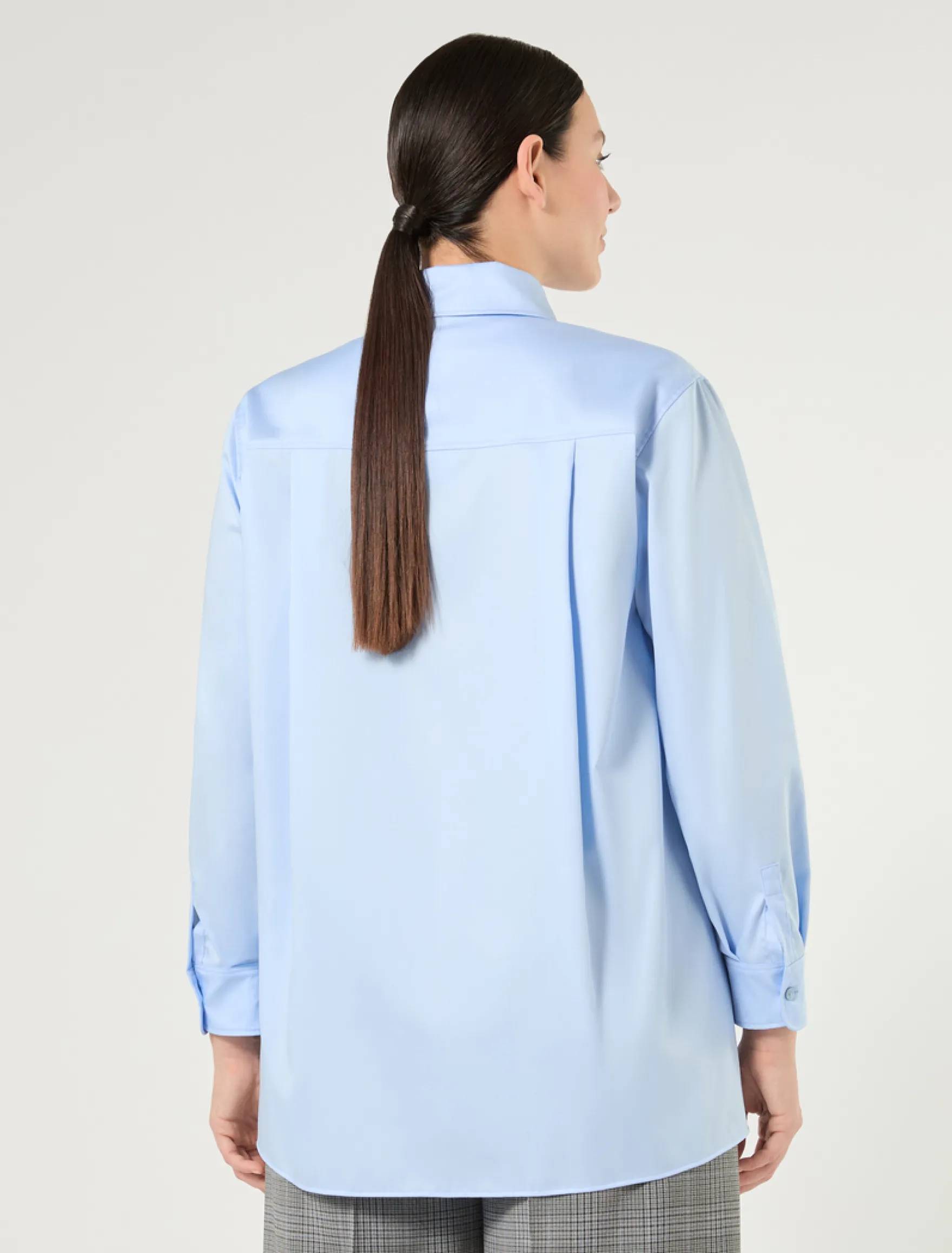 Camicia in raso di cotone - AZZURRO