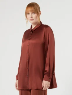 Camicia in raso di seta - BORDEAUX