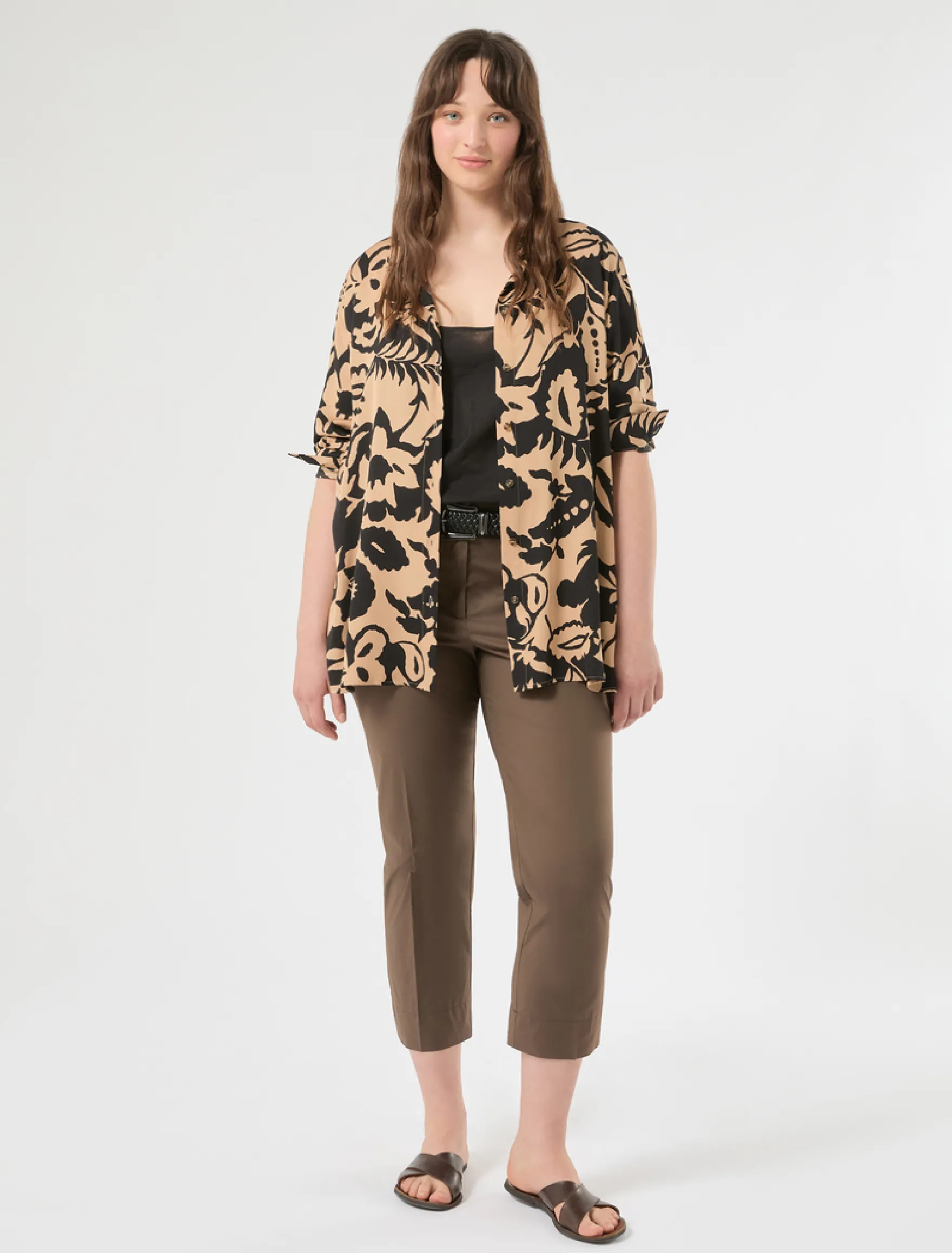 Camicia in raso di viscosa - BEIGE