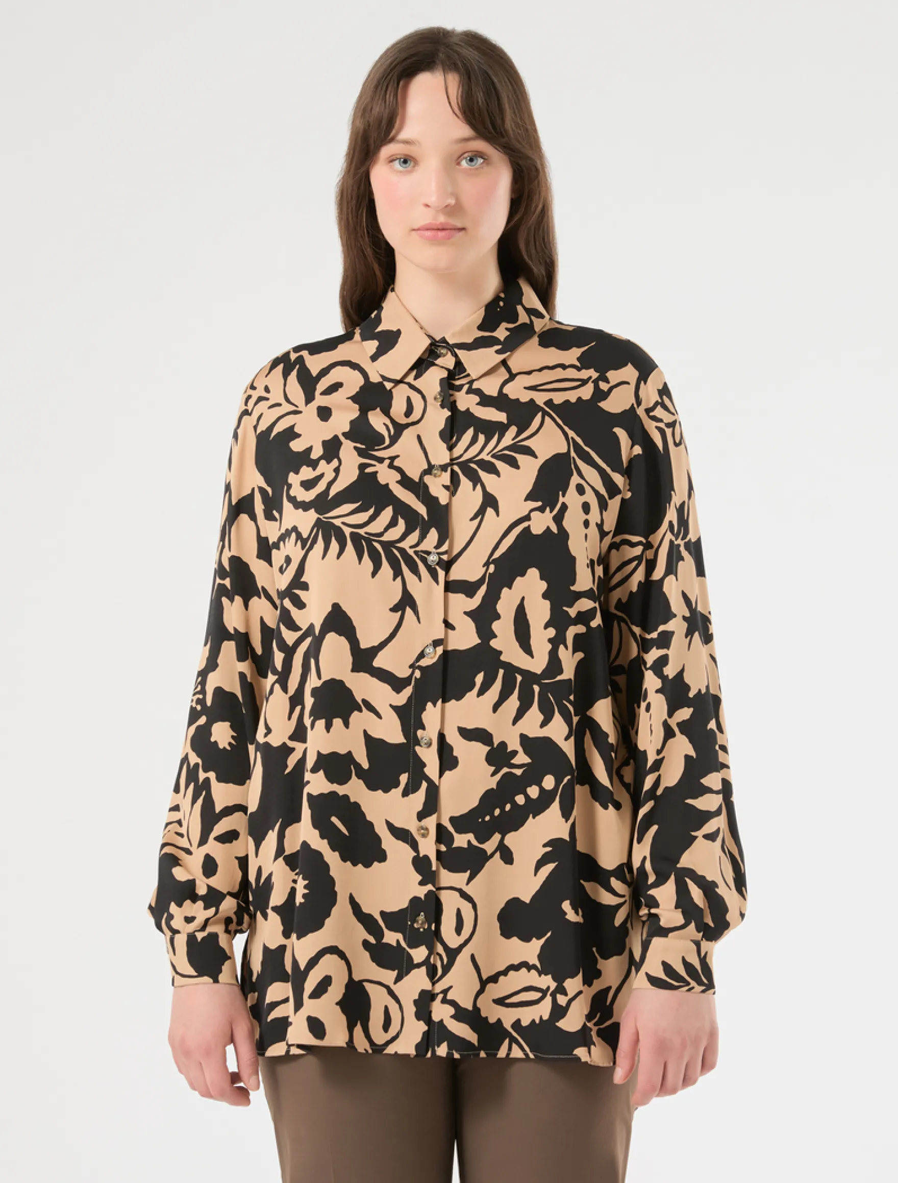 Camicia in raso di viscosa - BEIGE