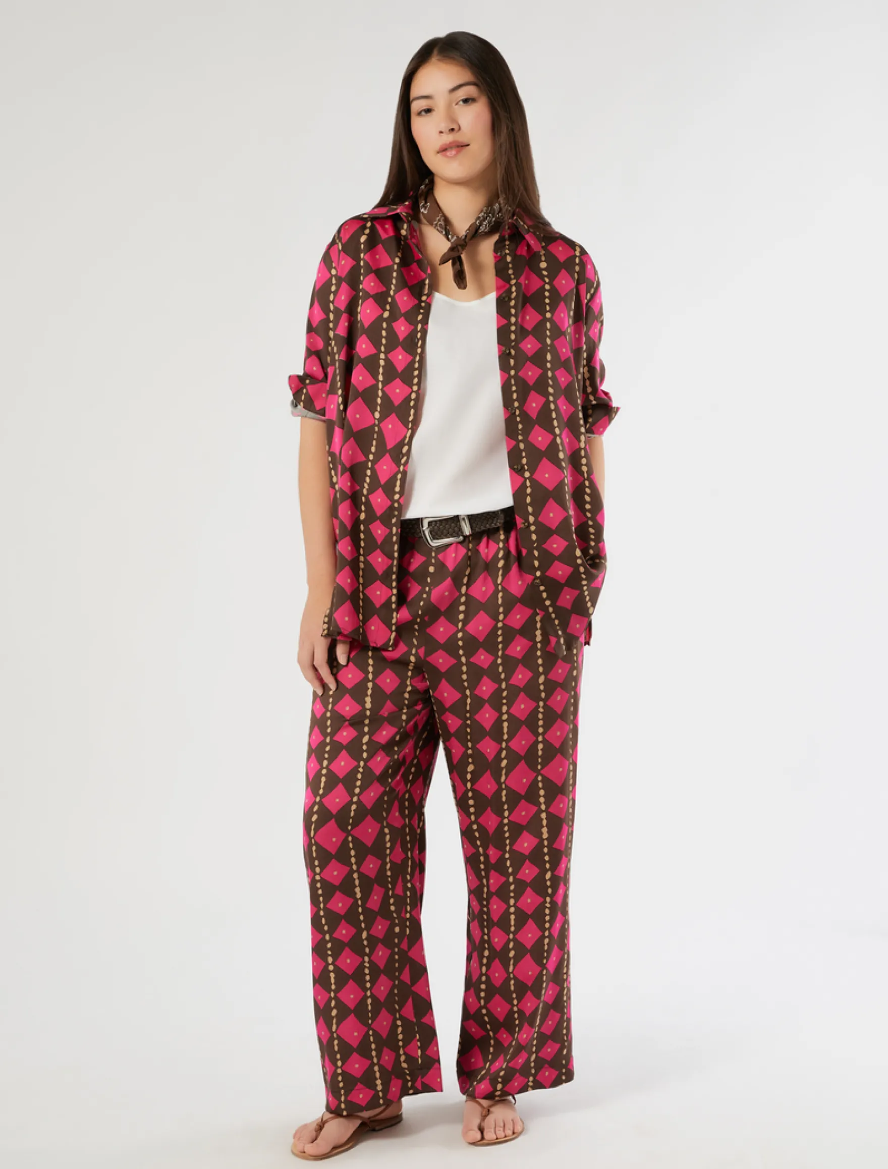 Camicia in raso di viscosa - CACAO