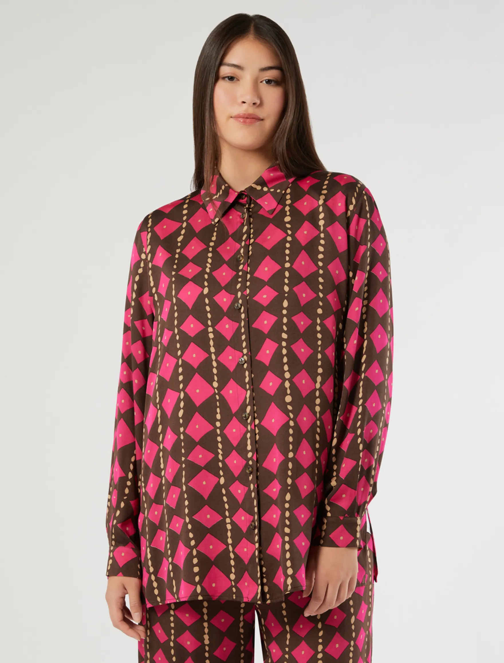 Camicia in raso di viscosa - CACAO