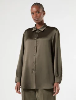 Camicia in raso - VERDE OLIVA