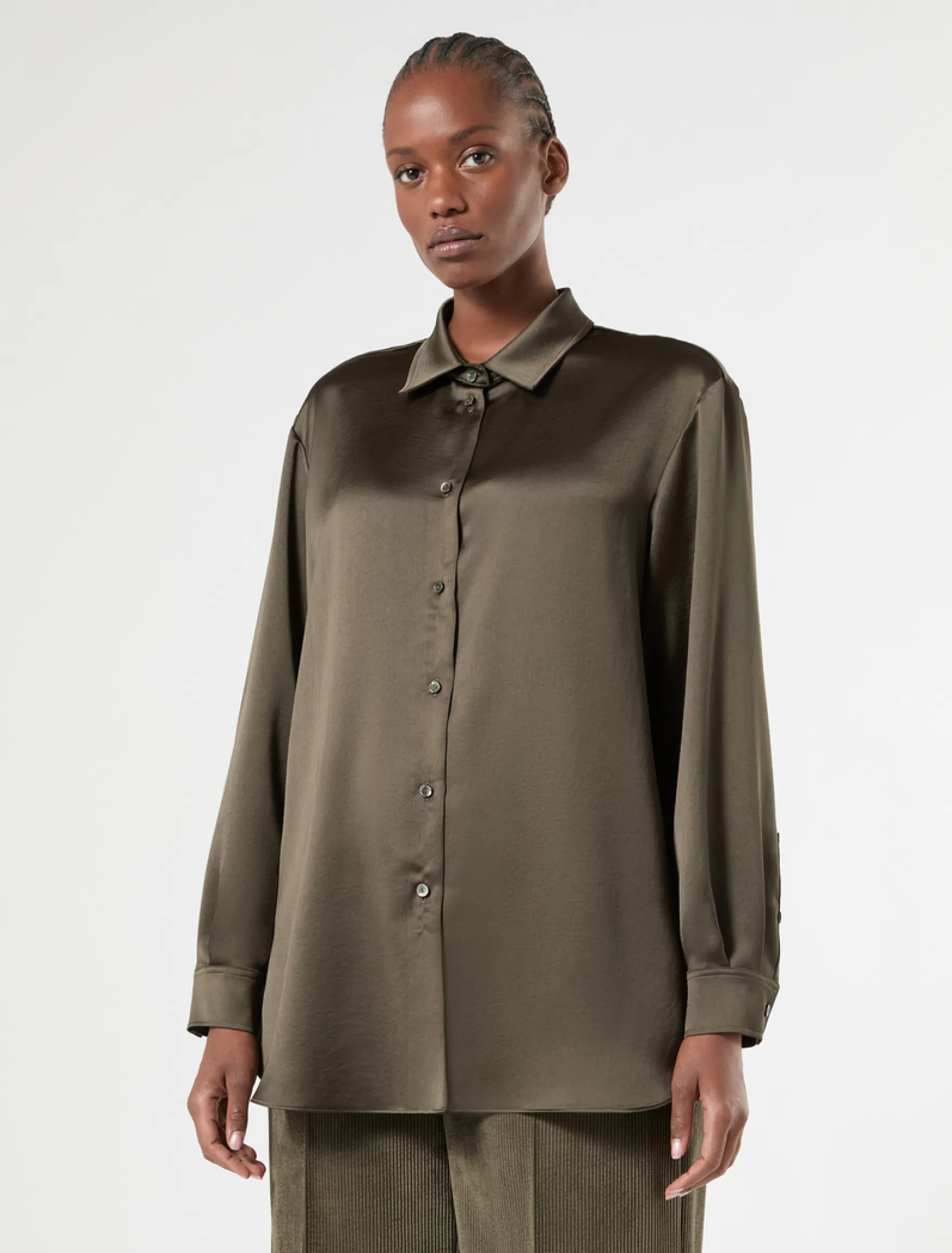 Camicia in raso - VERDE OLIVA