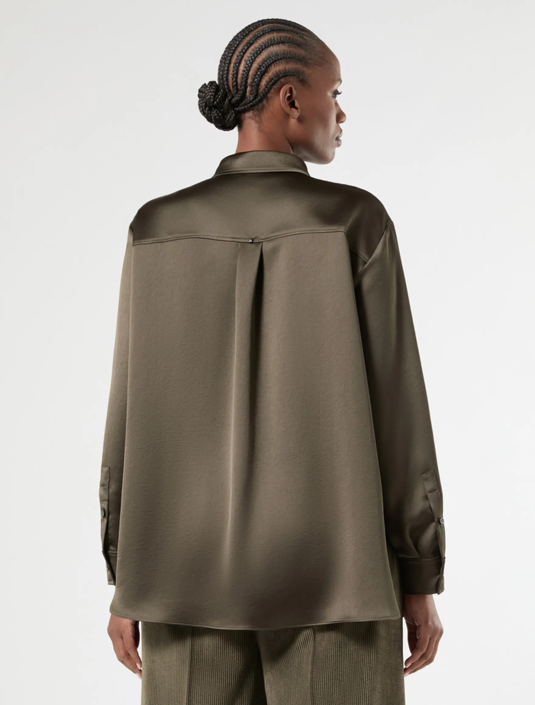 Camicia in raso - VERDE OLIVA