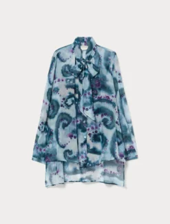 Camicia in seta e cotone - BLU NOTTE