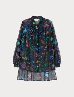 Camicia in seta e cotone - BLU NOTTE