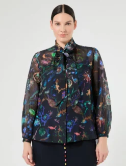 Camicia in seta e cotone - BLU NOTTE