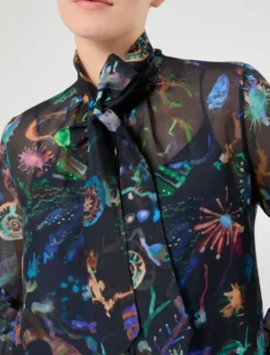 Camicia in seta e cotone - BLU NOTTE