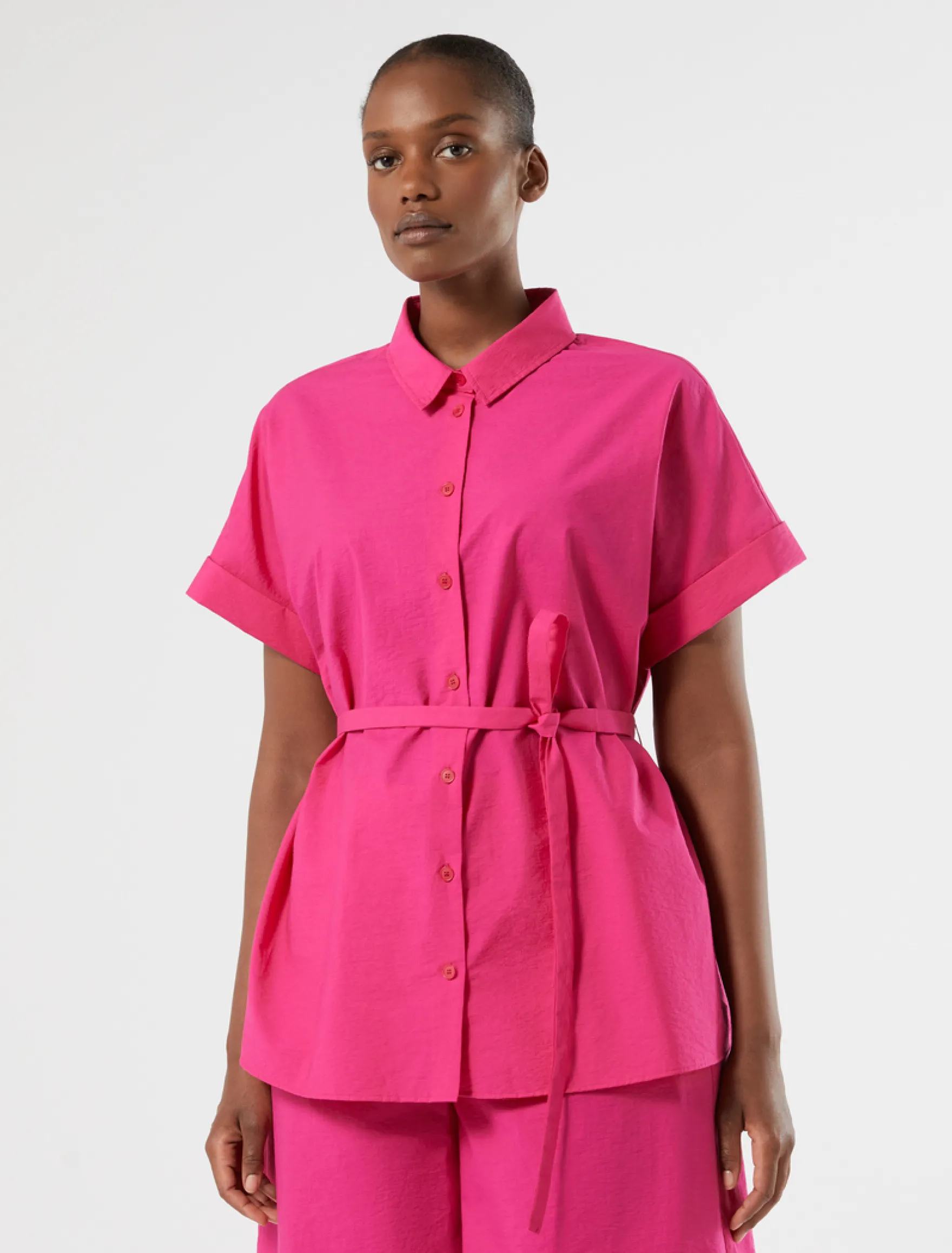 Camicia in tela di cotone - FUXIA