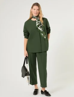 Camicia in tela di cotone - VERDE SCURO