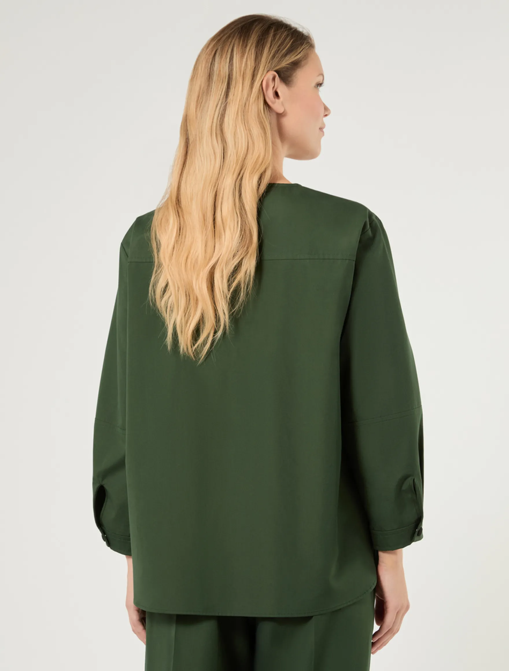 Camicia in tela di cotone - VERDE SCURO