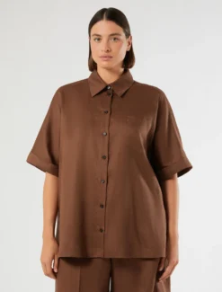 Camicia in tela di lino - CACAO