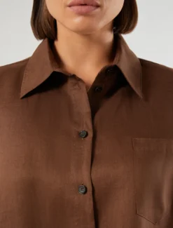 Camicia in tela di lino - CACAO