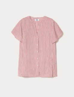 Camicia in tela di lino e seta - BEIGE ROSA