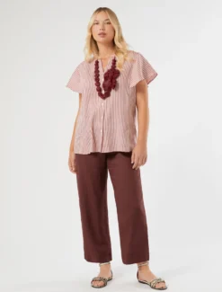 Camicia in tela di lino e seta - BEIGE ROSA