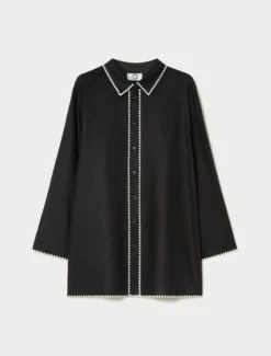 Camicia in tela di lino - NERO