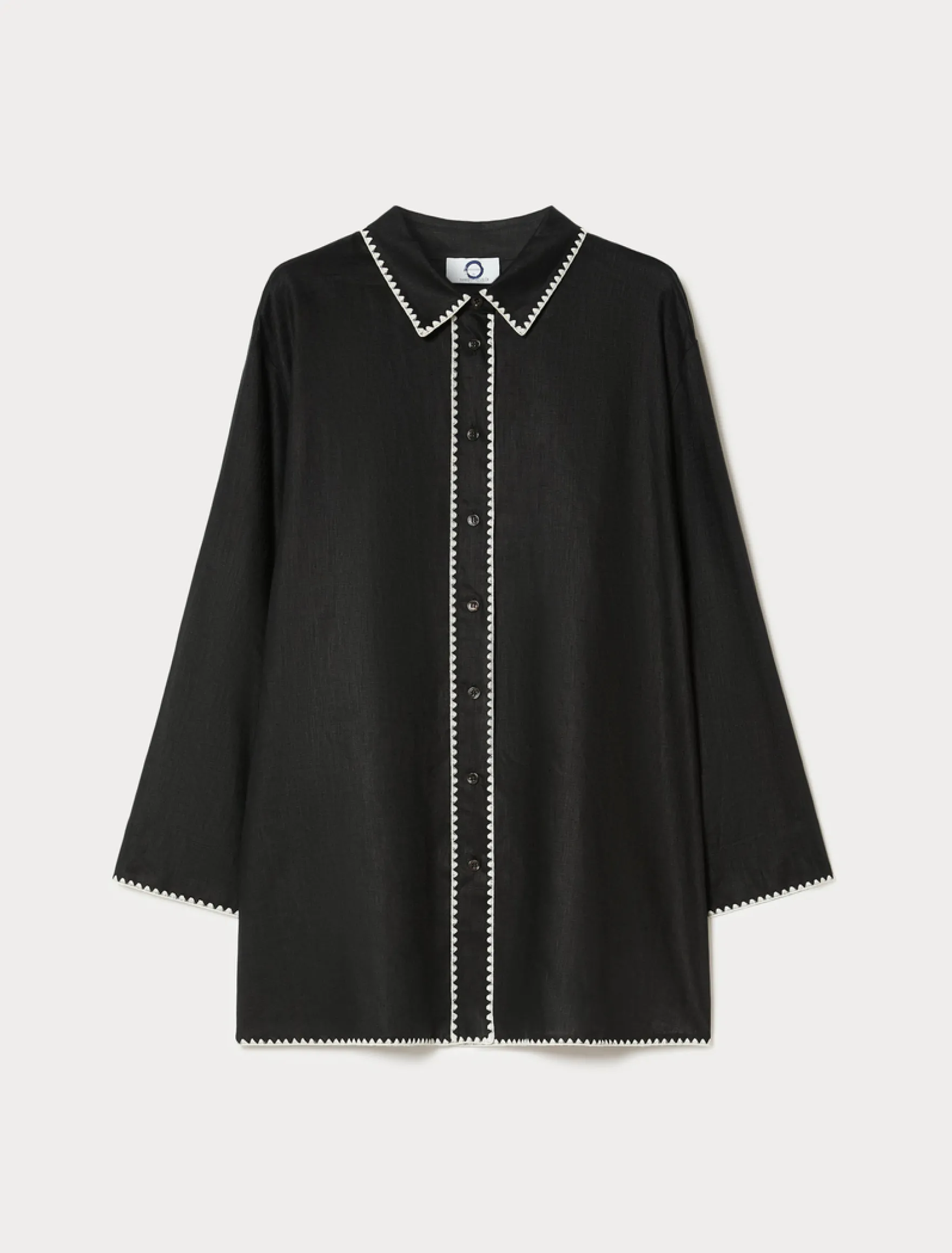 Camicia in tela di lino - NERO