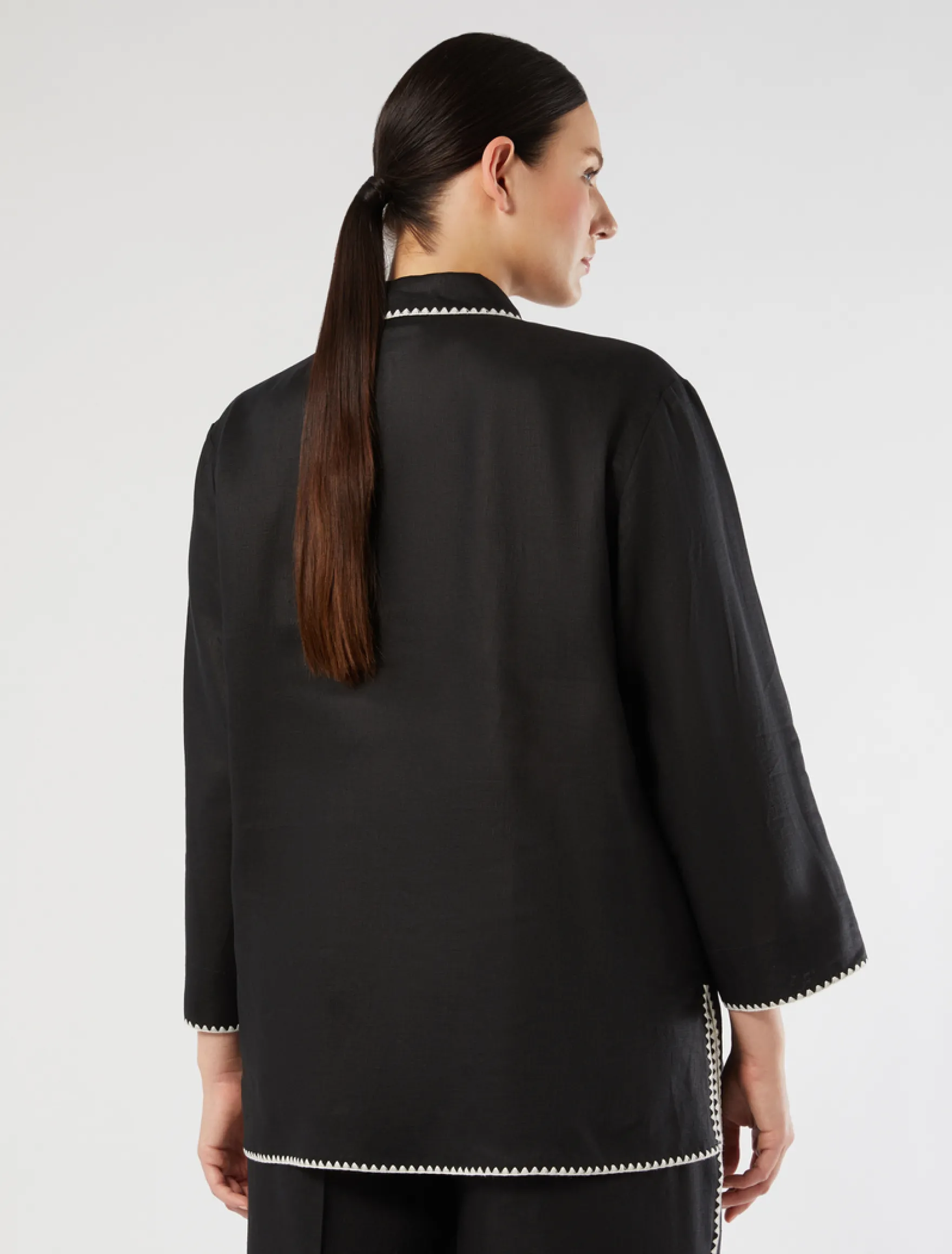 Camicia in tela di lino - NERO
