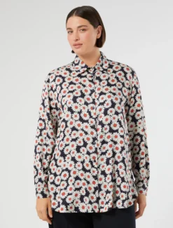 Camicia in twill stampato - BLU MARINO