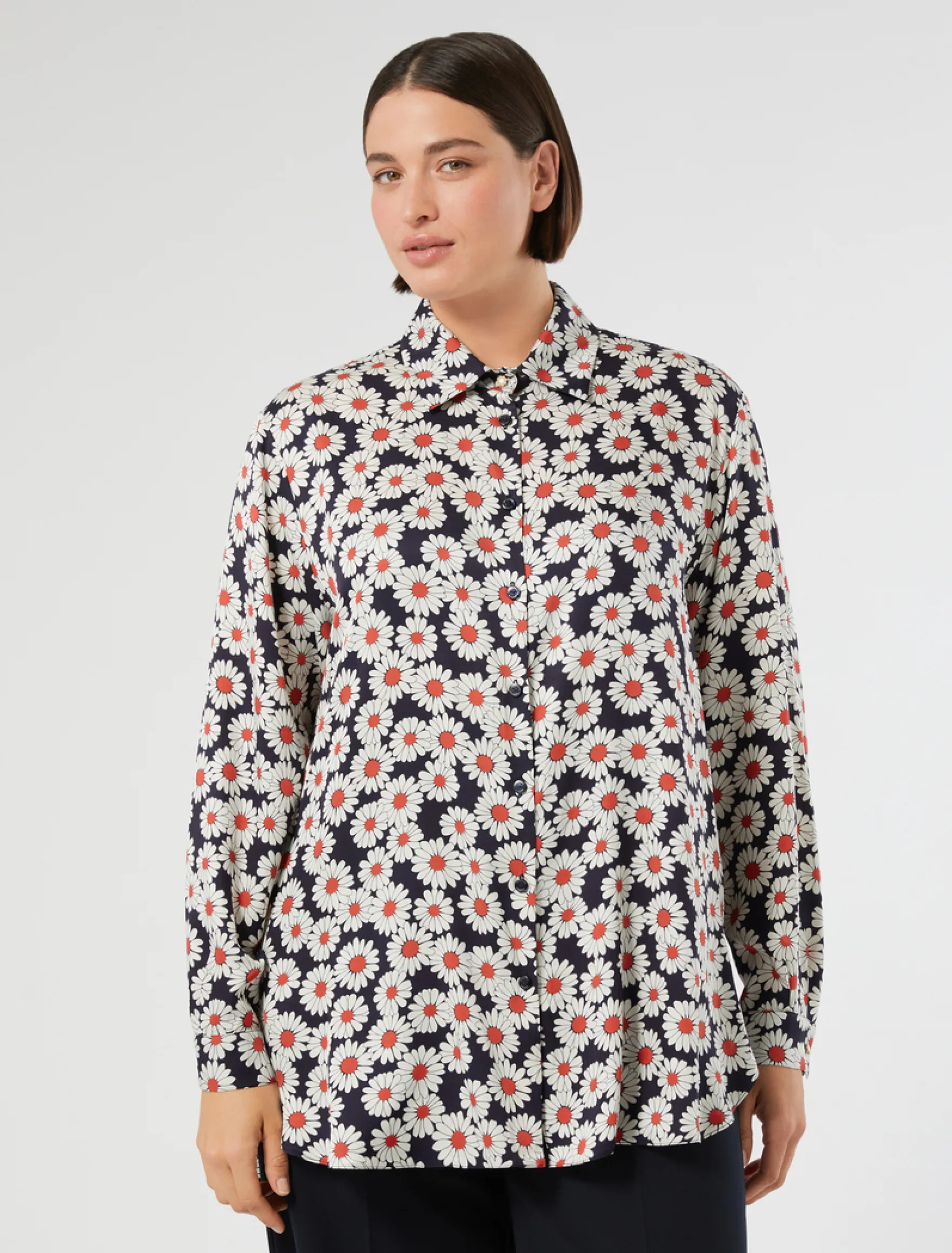 Camicia in twill stampato - BLU MARINO