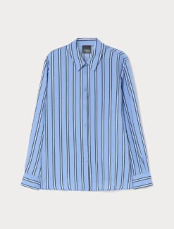 Camicia in viscosa tinto filo - AZZURRO