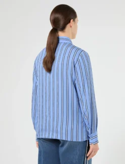 Camicia in viscosa tinto filo - AZZURRO