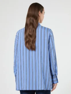 Camicia in viscosa tinto filo - AZZURRO