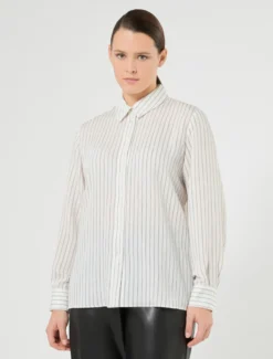 Camicia in viscosa tinto filo - BIANCO