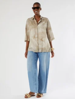 Camicia in voile di cotone - BEIGE
