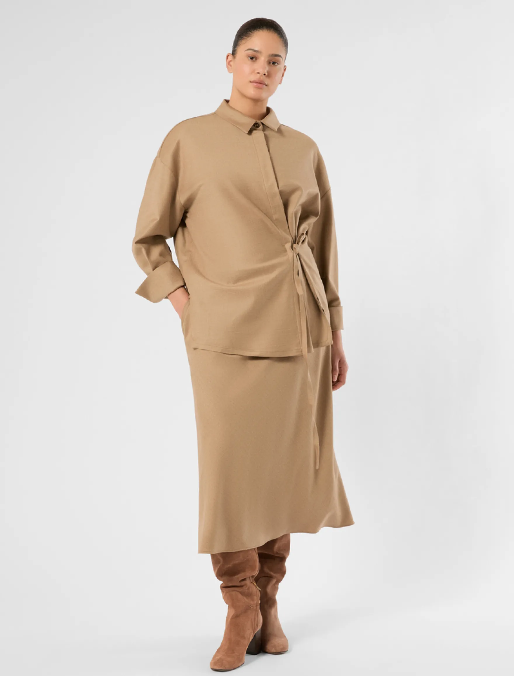 Camicia over in flanella - CAMMELLO