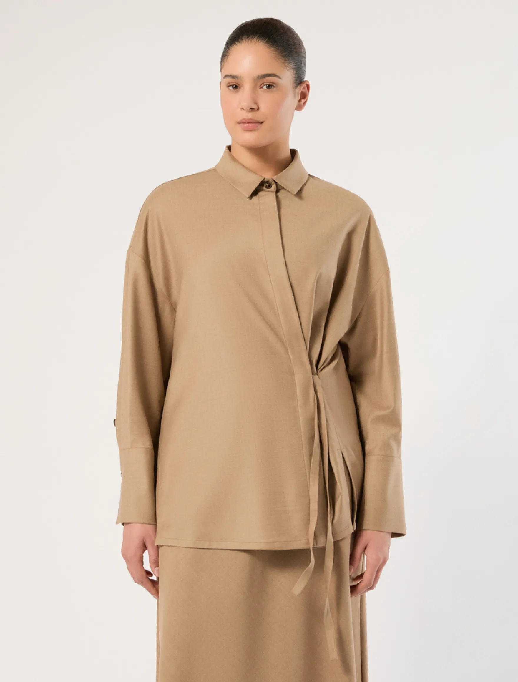 Camicia over in flanella - CAMMELLO