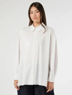 Camicia over in popeline di cotone - BIANCO