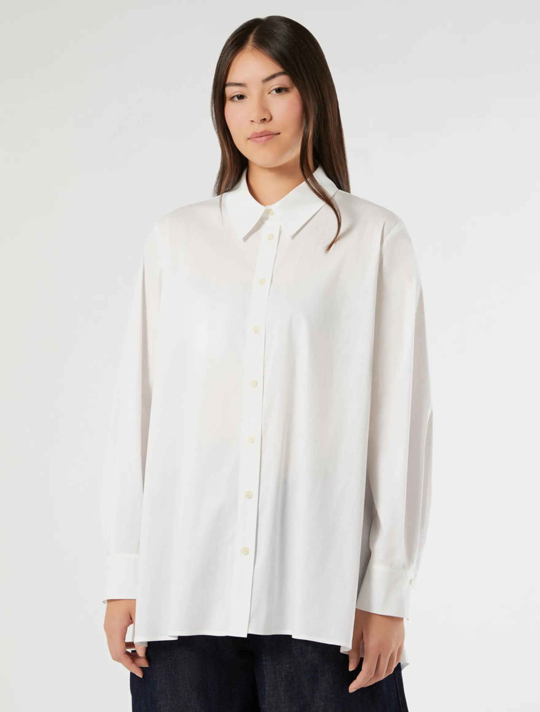 Camicia over in popeline di cotone - BIANCO