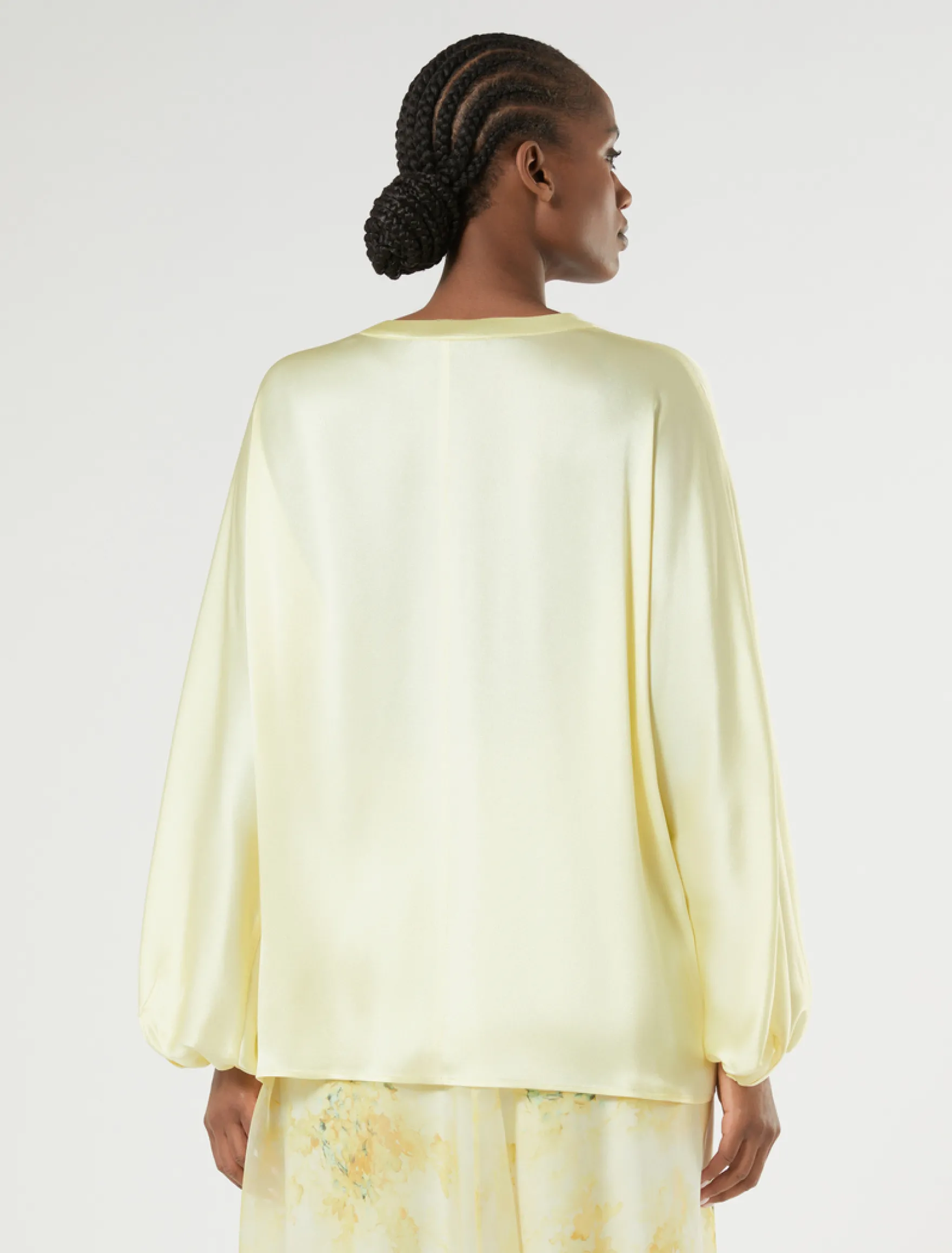 Camicia over in satin - GIALLO CHIARO