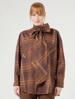 Camicia over in tela di cotone check - BISCOTTO