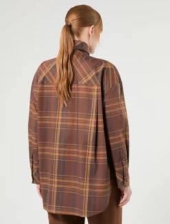 Camicia over in tela di cotone check - BISCOTTO