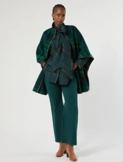 Camicia over in tela di cotone check - VERDE SCURO