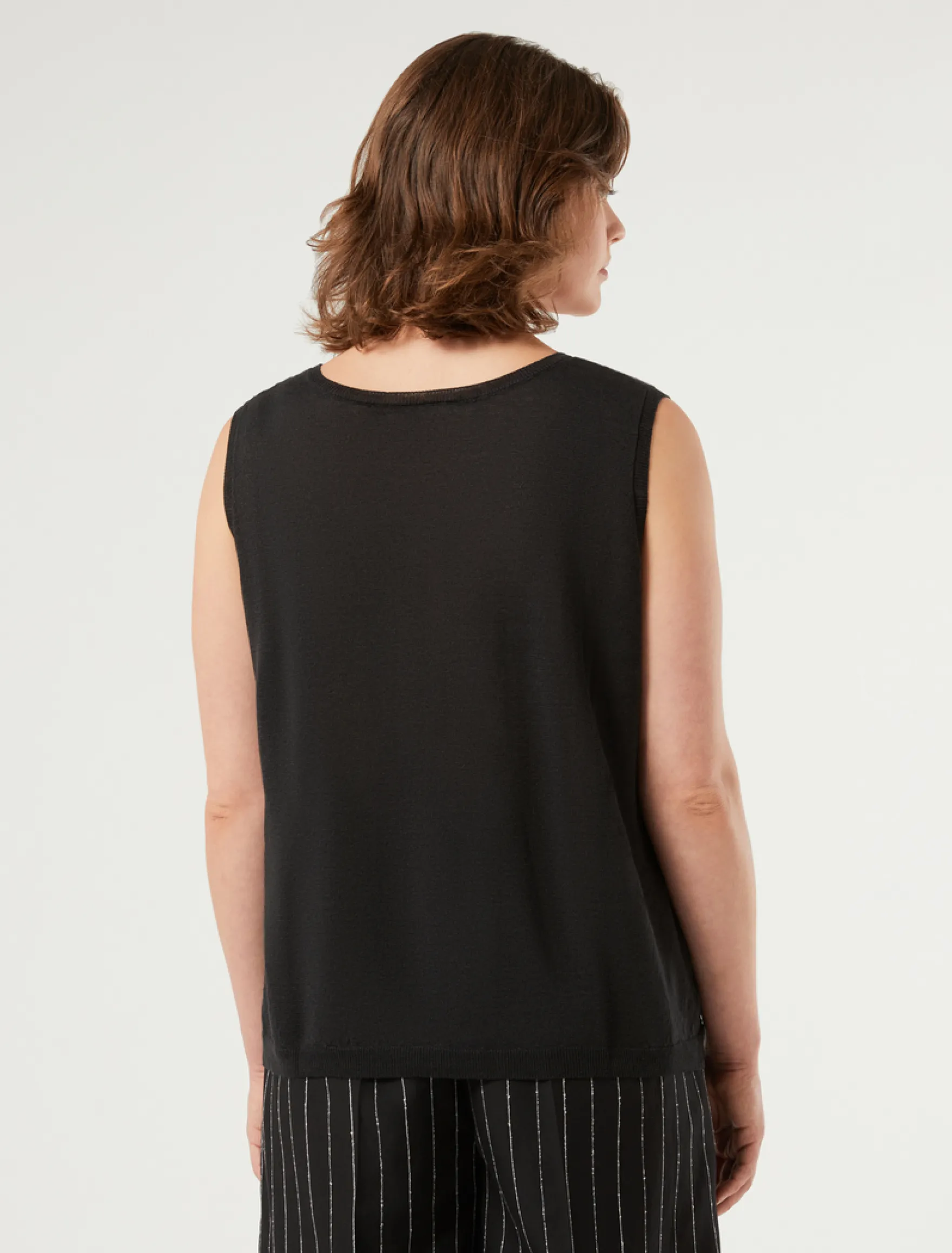 Canotta e cardigan in lino e cotone - NERO