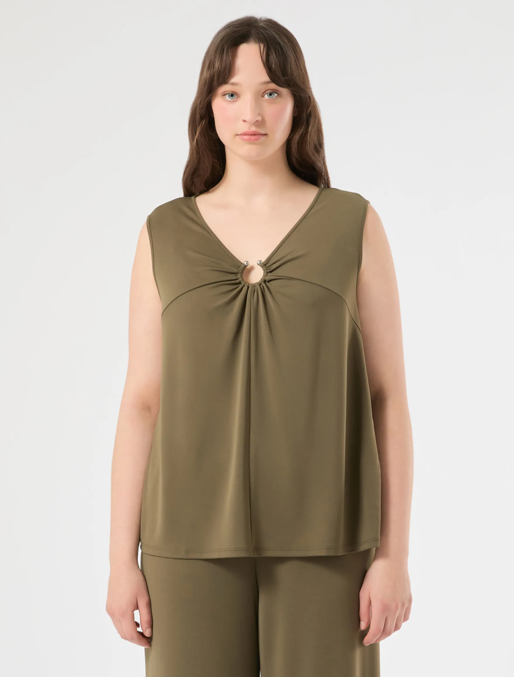 Canotta in jersey interlock - VERDE KAKI