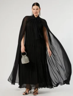 Cappa in crêpe georgette - NERO
