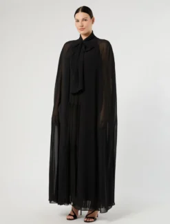 Cappa in crêpe georgette - NERO