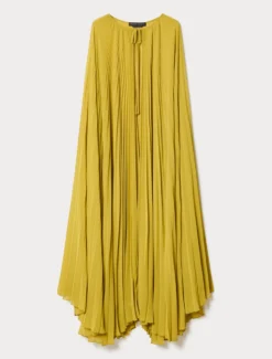 Cappa in crêpe georgette plissé - VERDE OLIVA
