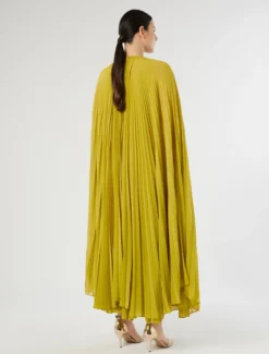 Cappa in crêpe georgette plissé - VERDE OLIVA