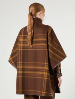 Cappa in double di lana e nylon - MARRONE