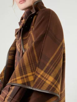Cappa in double di lana e nylon - MARRONE