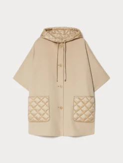 Cappa in double di lana e tela trapuntata - BEIGE
