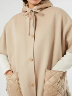 Cappa in double di lana e tela trapuntata - BEIGE